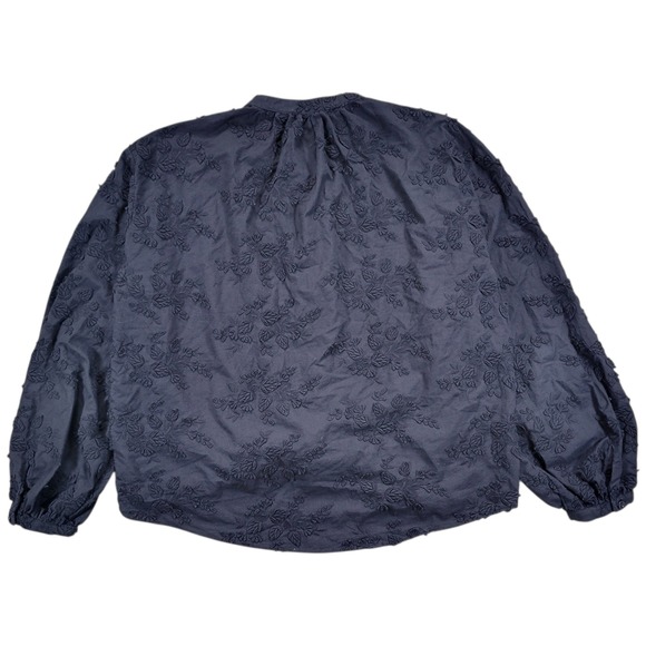 & Other Stories Voluminous Floral Applique Blouse Womens 10 Black Victorian Dark - Picture 2 of 8